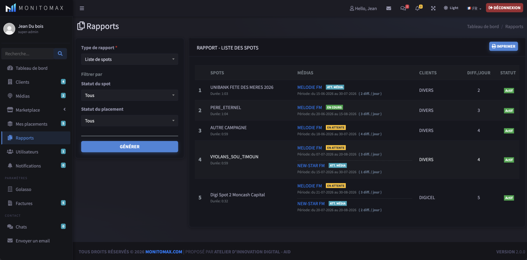Monitomax dashboard